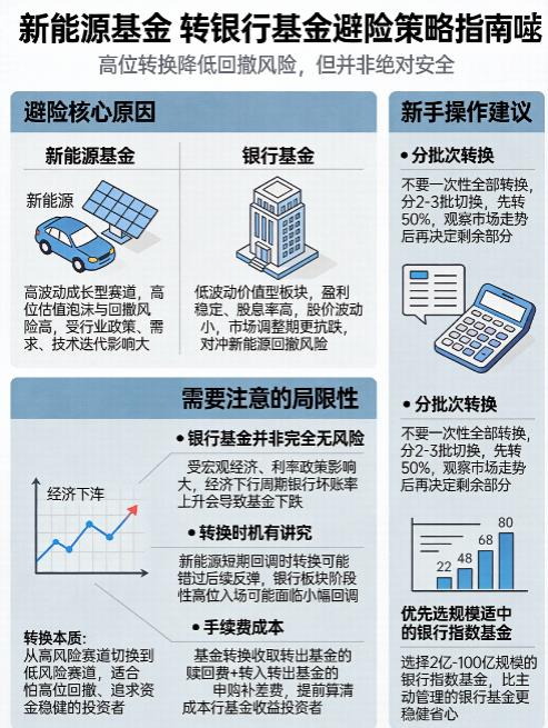 高位基金转换，从新能源换到银行基金能避险吗？​