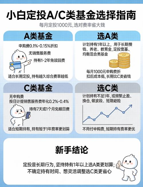 小白定投起投金额1000元，选A类还是C类基金更划算？