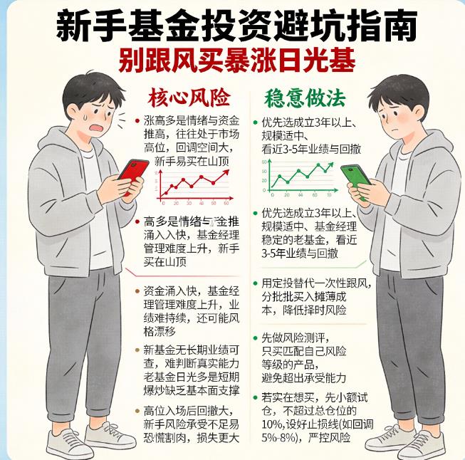 天天基金上的“日光基”涨太高，新手能跟风买吗？​