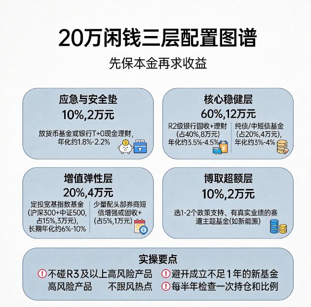 2026年20万闲钱，想稳健高收益，怎么分配理财比例？​