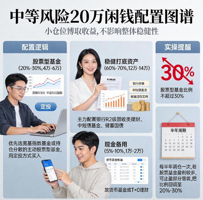 风险承受中等,20万闲钱该投多少比例到股票型基金?