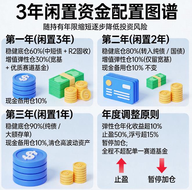 20万闲钱分3年投资,每年该怎么调整资产配置结构?