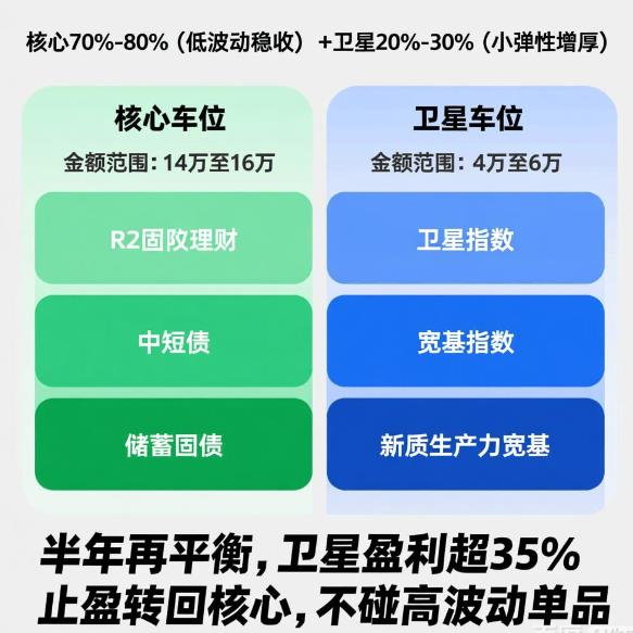 担心市场波动，20万闲钱用“核心-卫星”策略怎么配置？