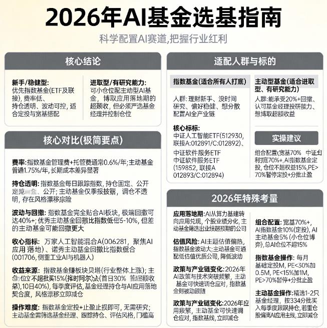 2026年主动型人工智能主题基金和指数型哪个好?