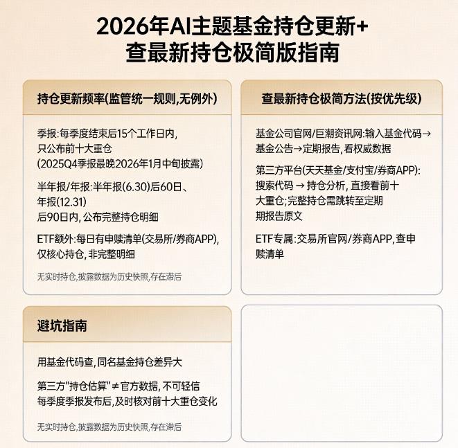 2026年人工智能主题基金持仓多久更新一次？怎么看最新持仓？