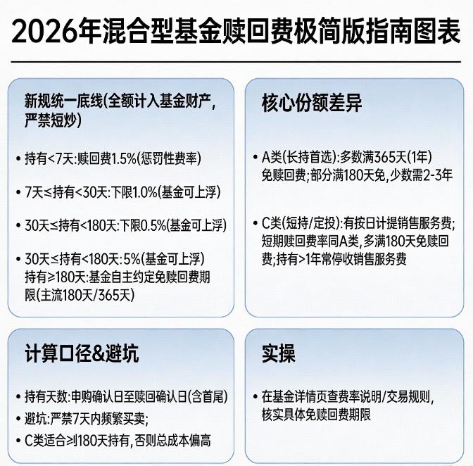 2026年混合型基金的赎回费怎么算？持有多久免赎回费？
