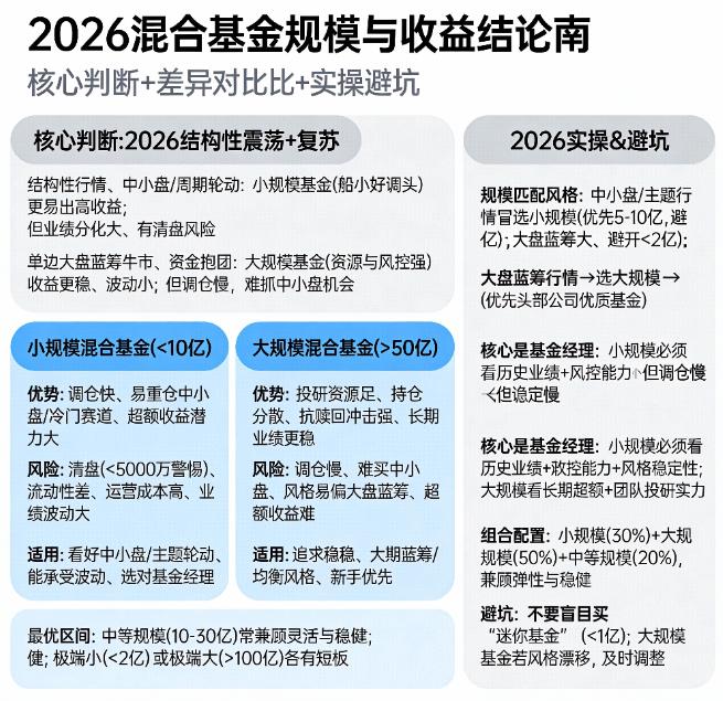 2026年小规模混合型基金和大规模哪个收益高?
