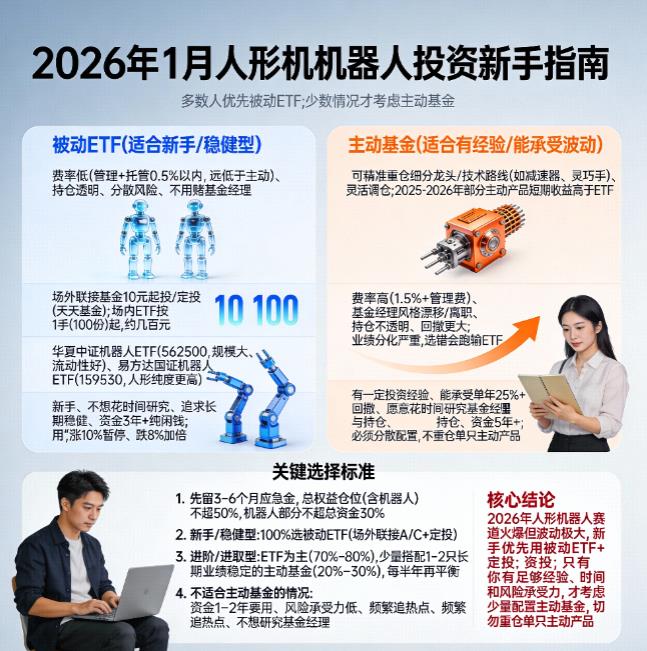 2026年人形机器人赛道火爆，该选被动ETF还是主动基金？​