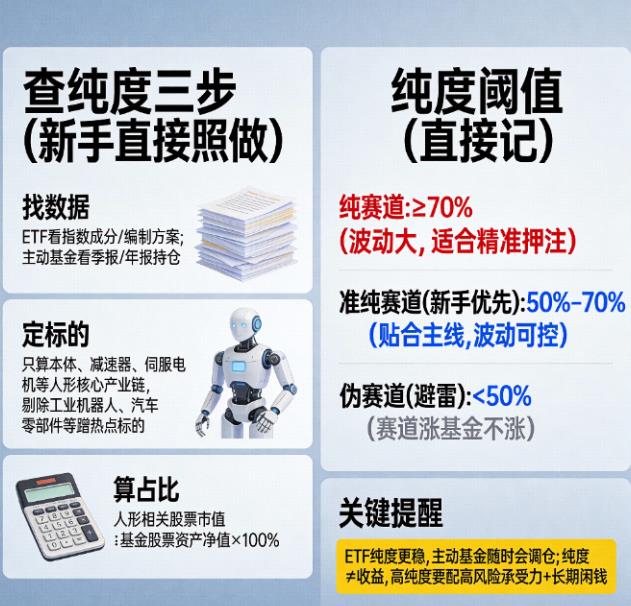 人形机器人基金持仓纯度怎么看，占比多少才算纯赛道？​