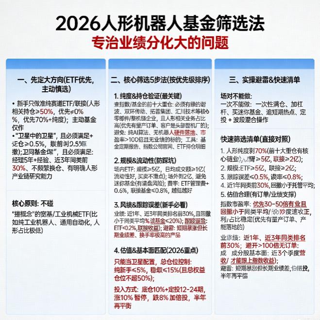 2026年人形机器人基金业绩差距大，怎么筛选优质产品？​