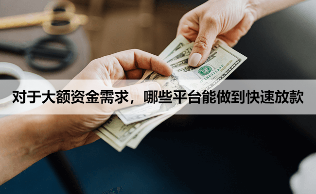 对于大额资金需求，哪些平台能做到快速放款