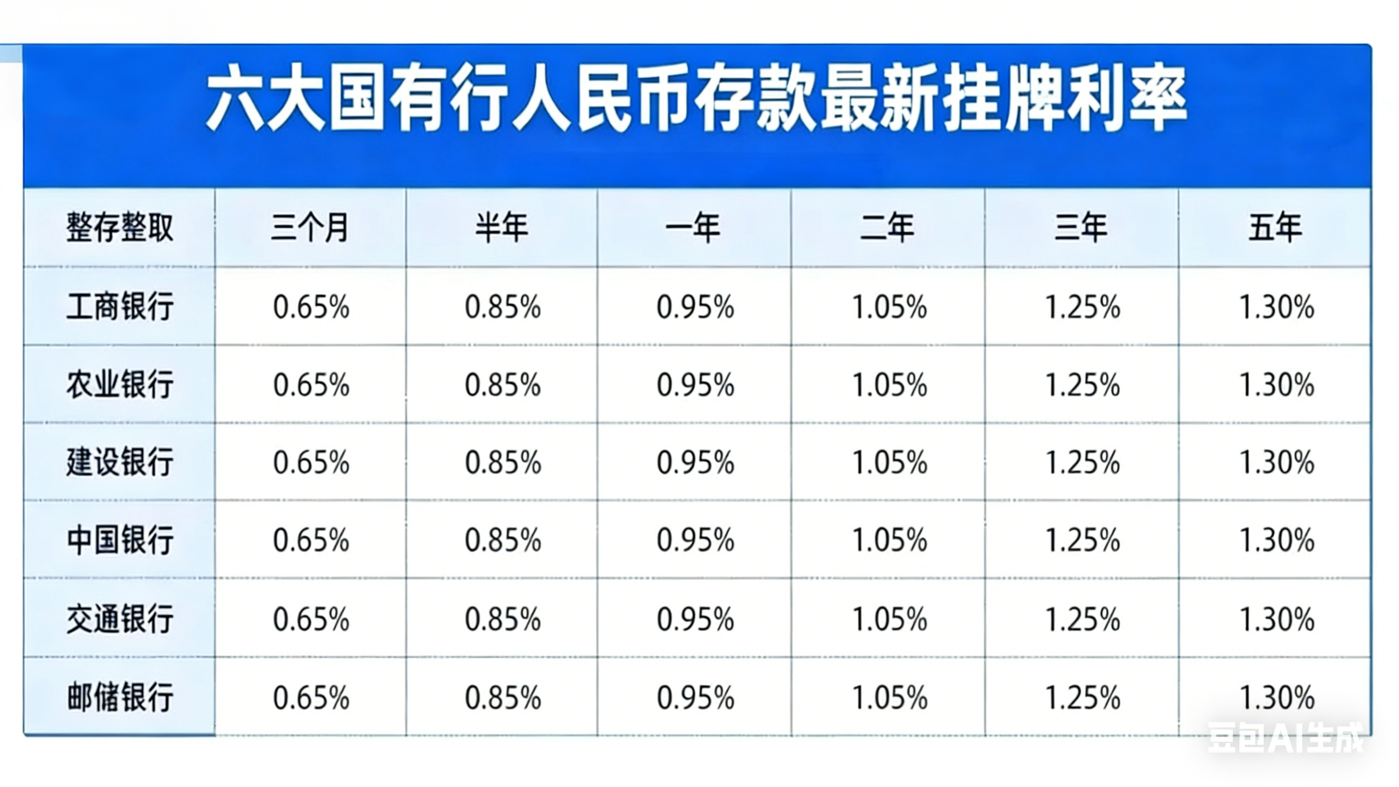 2026国有行存款利率